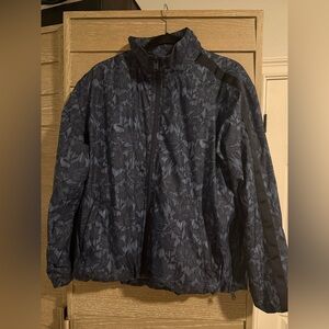 Athleta Dark Blue Floral Windbreaker Jacket